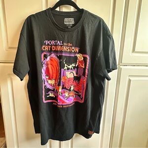 Steved Rhodes 'Portal to the Cat Dimension' Black Graphic Tee